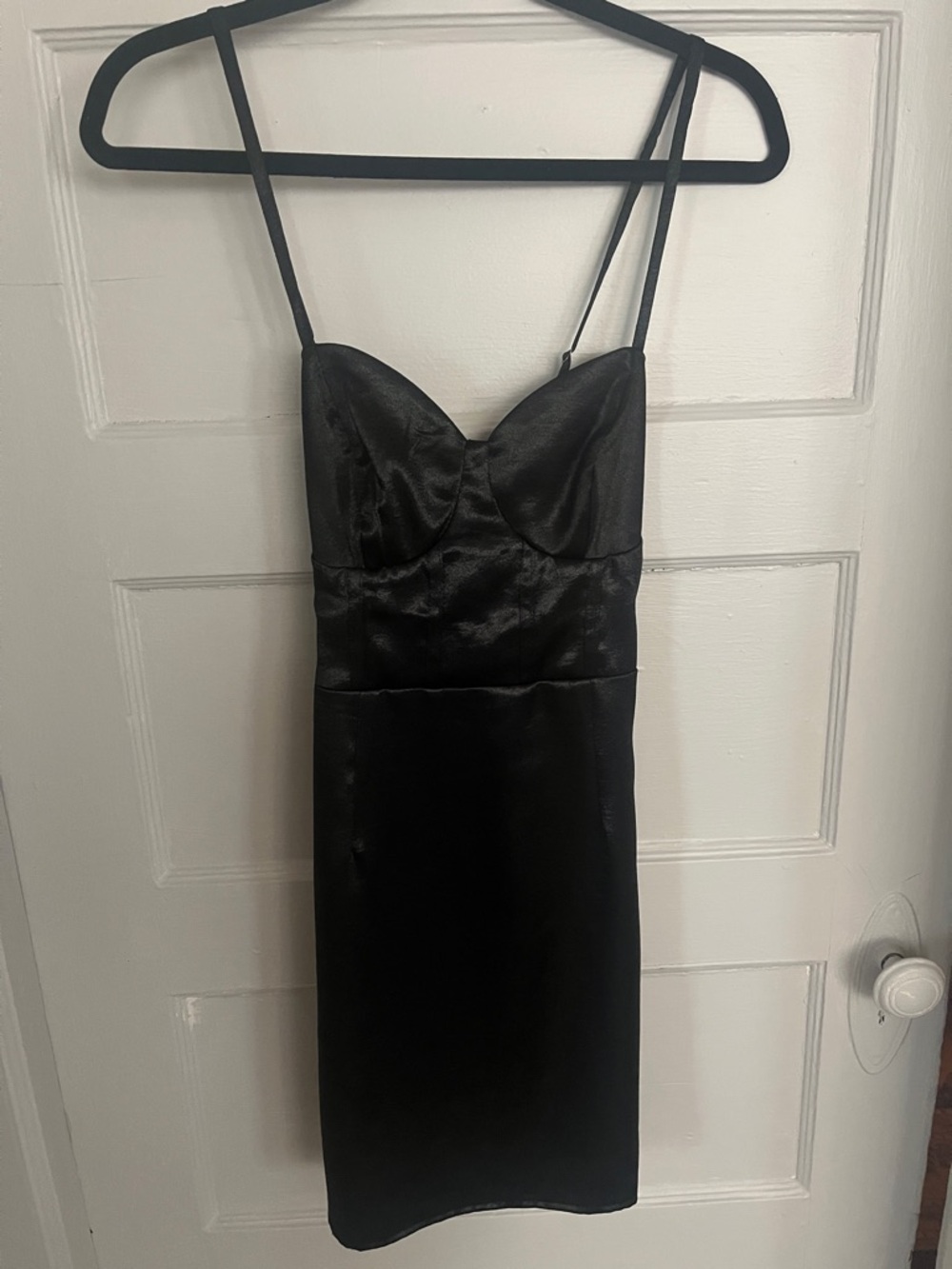 wild fable Black Satin Spaghetti-Strap Mini Dress